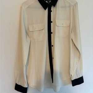 American Eagle Outfitters Black and Cream Shirt